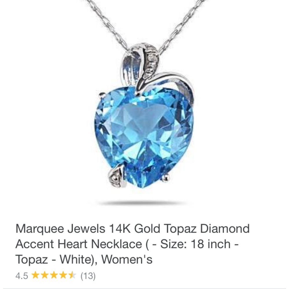 Blue topaz heart shape necklace 14k solid gold